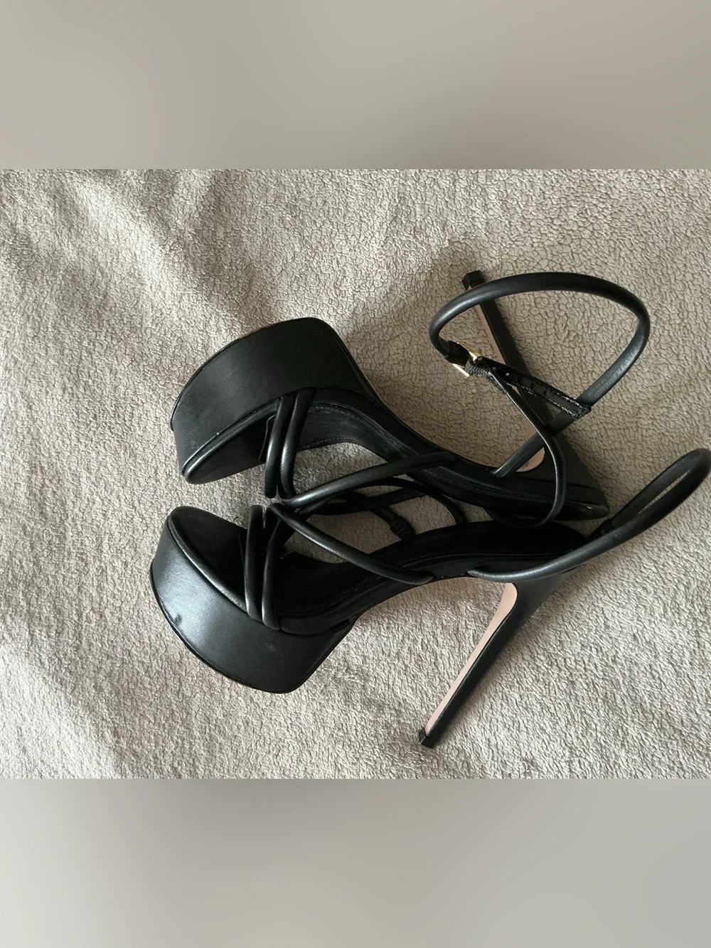 SCHUTZ Zila Black Strappy Ankle-Wrap High Heel Sandals